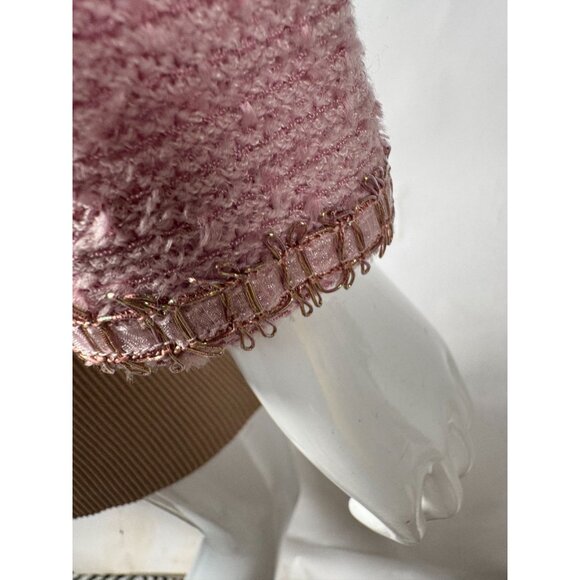 St. John Collection Pink Boucle Knit Jacket W/ Gold Trim Size 2 - Picture 8 of 16